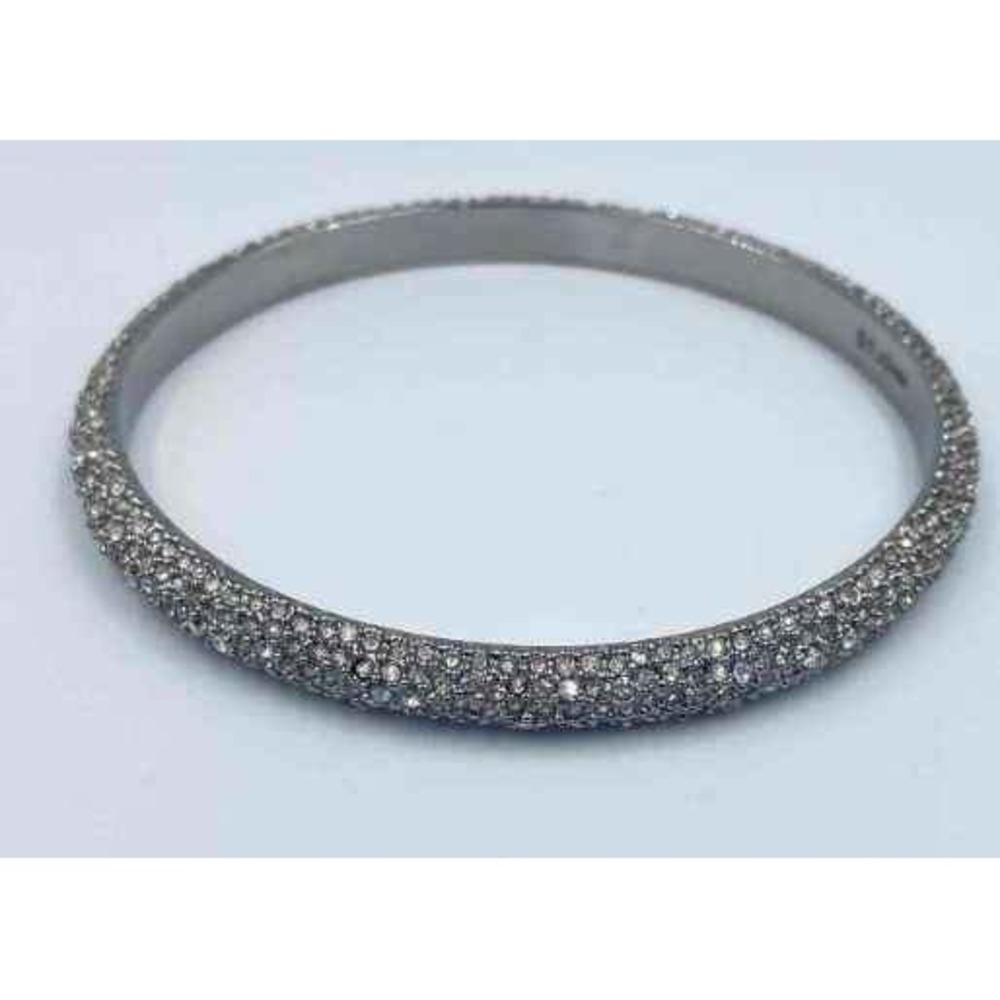 St John Rhinestone Pave Bangle Bracelet Silver Tone - Picture 6 of 8